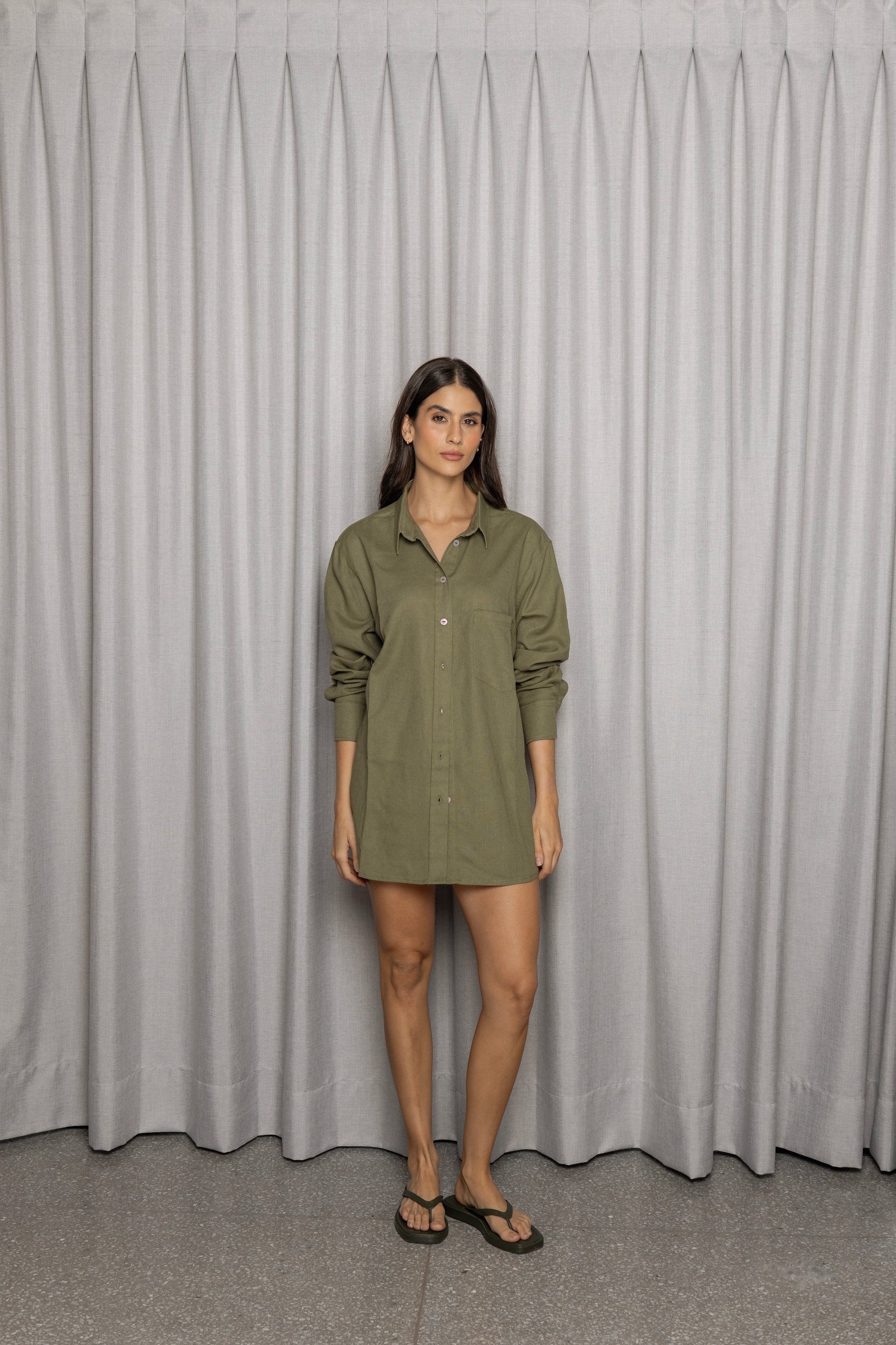 Olive Linen Shirt