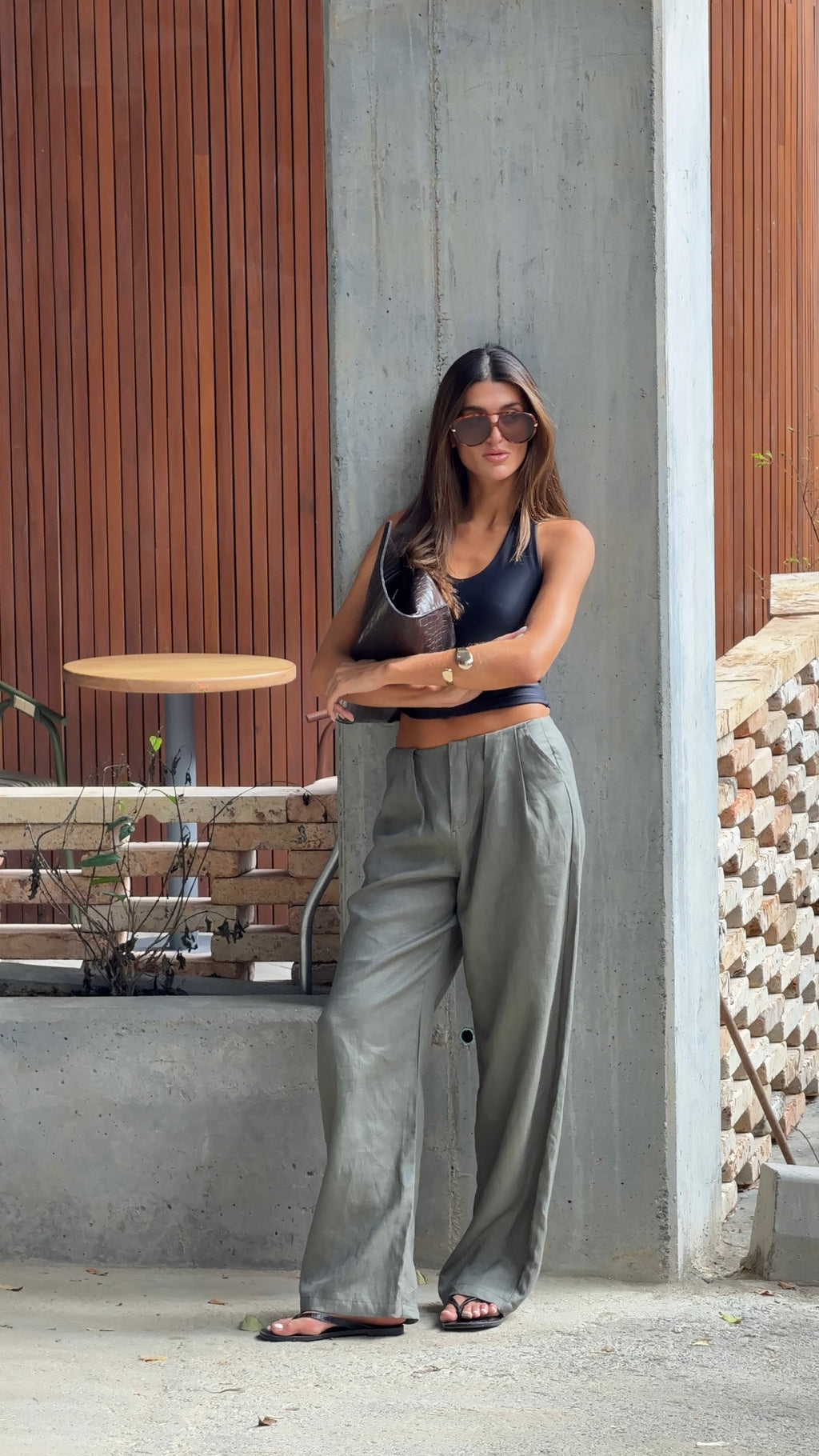 NORA LINEN PANT MILITARY
