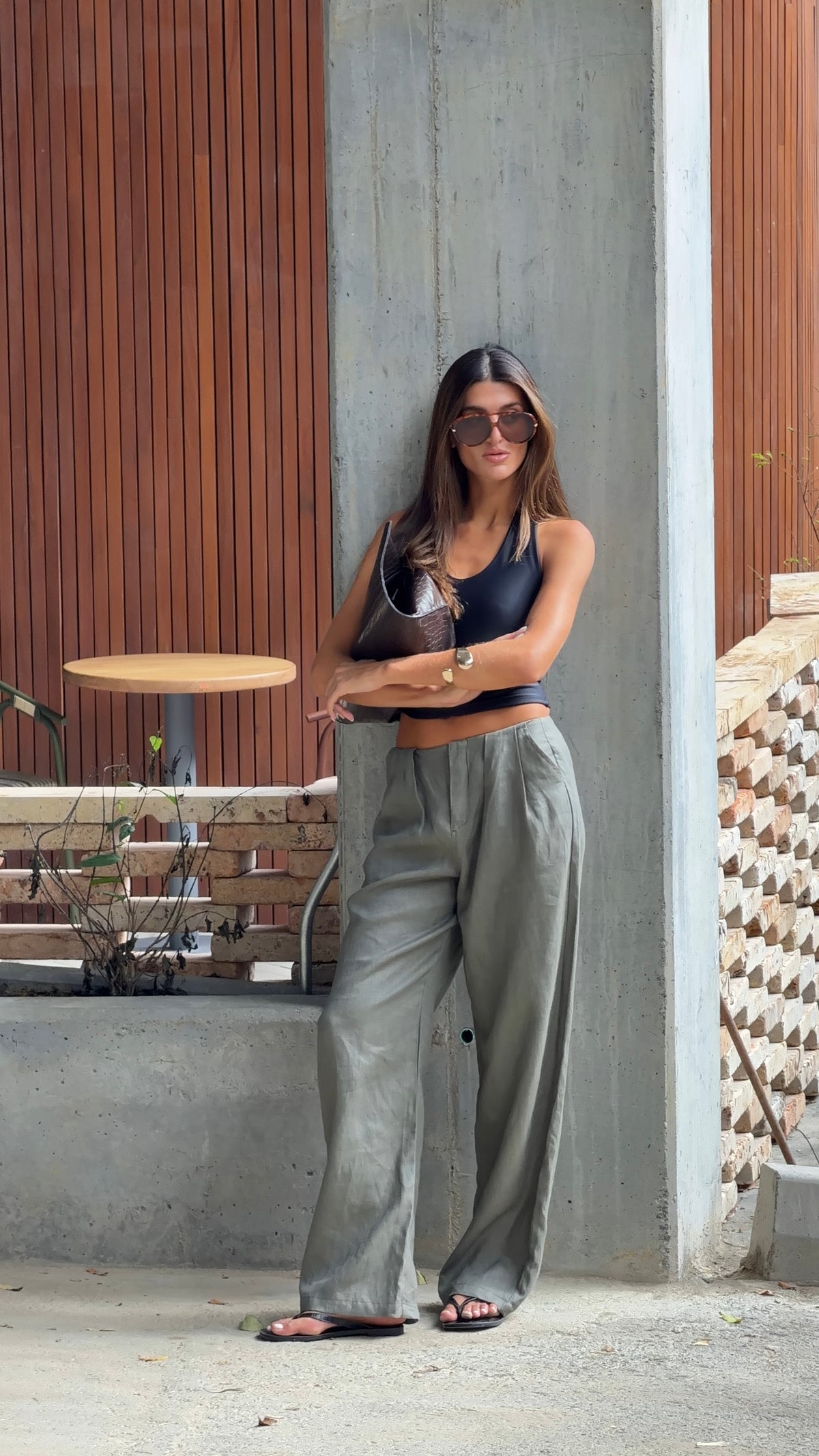 NORA LINEN PANT MILITARY