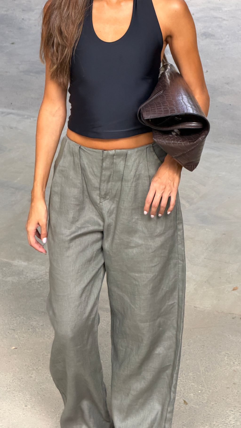 NORA LINEN PANT MILITARY