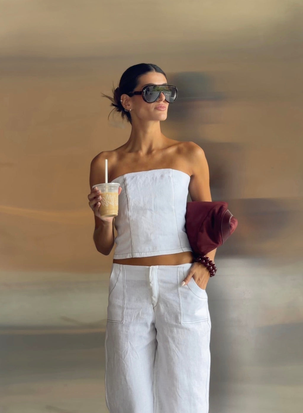 EVA STRAPLESS TOP CONTRAST WHITE