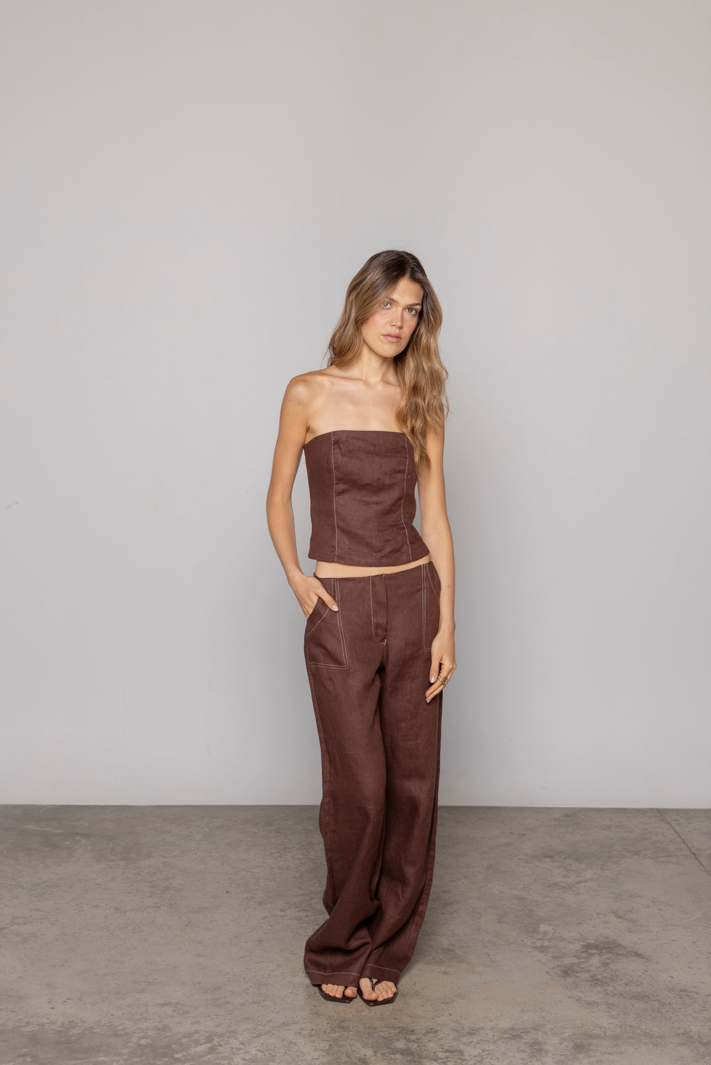 VERA LINEN PANT CHOCOLATE