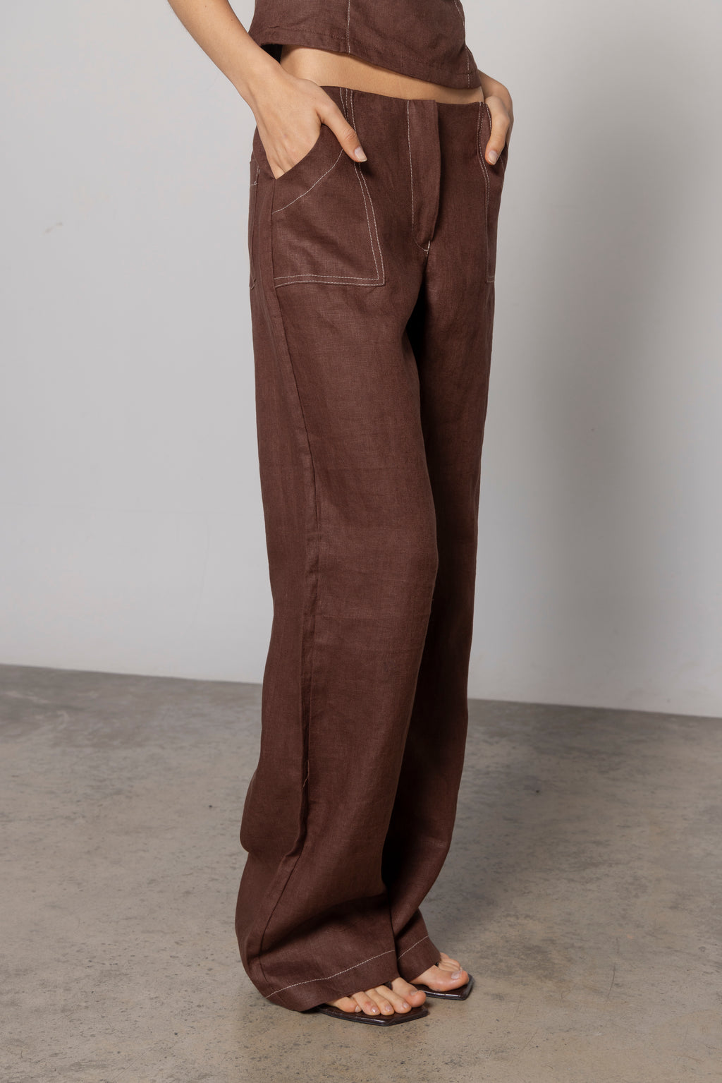 VERA LINEN PANT CHOCOLATE