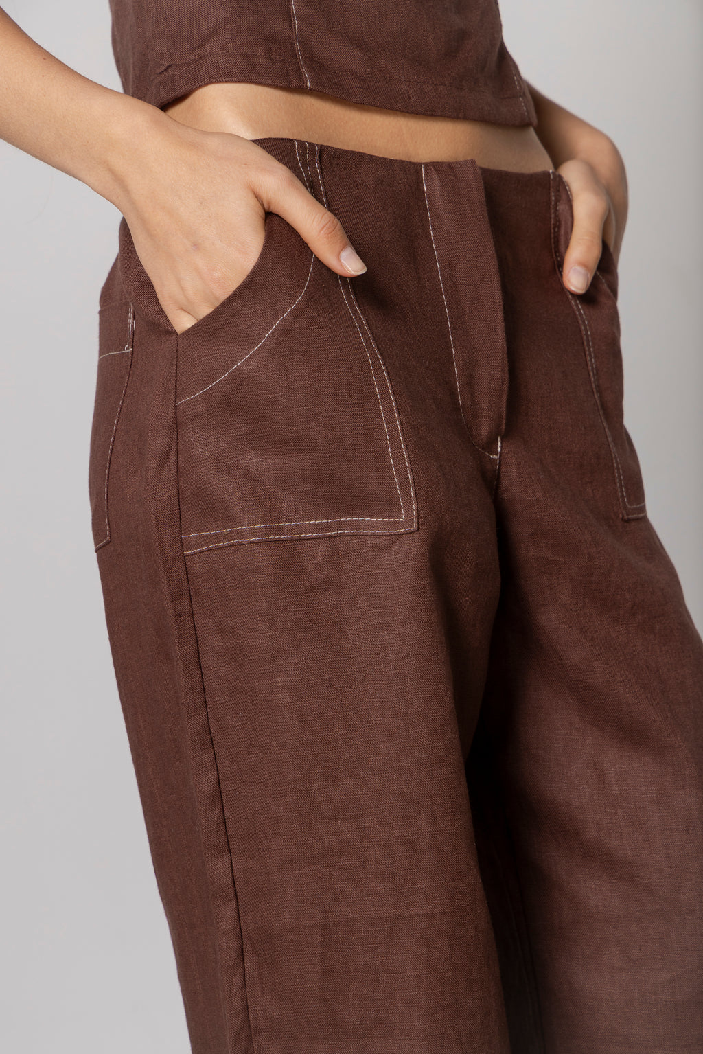 VERA LINEN PANT CHOCOLATE