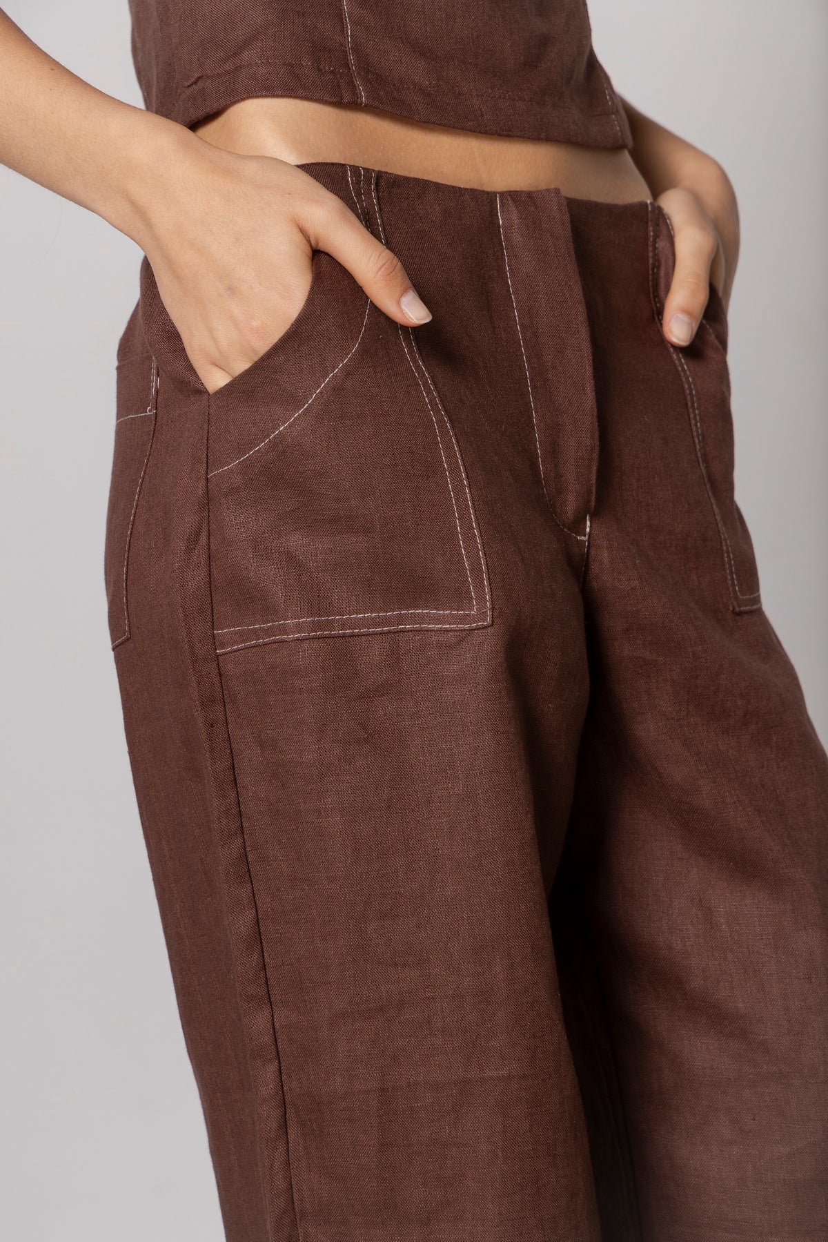 VERA LINEN PANT CHOCOLATE