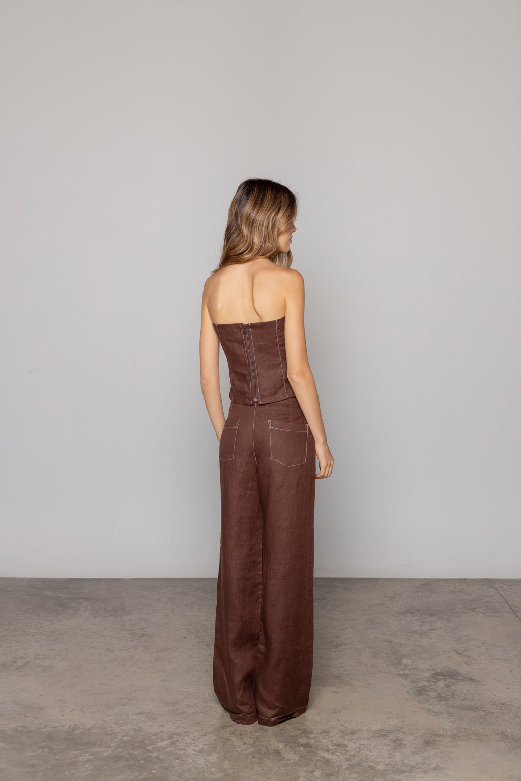 EVA STRAPLESS TOP CONTRAST CHOCOLATE