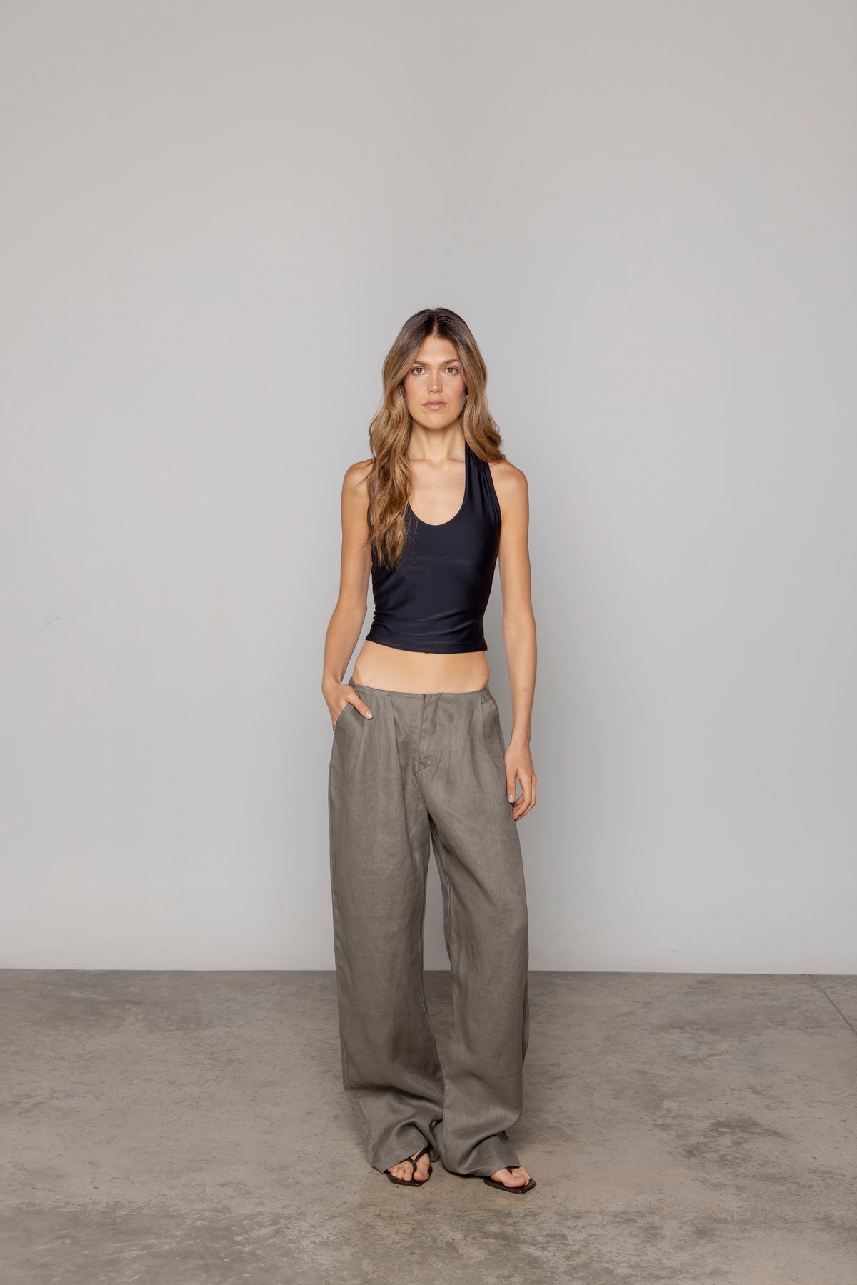 NORA LINEN PANT MILITARY
