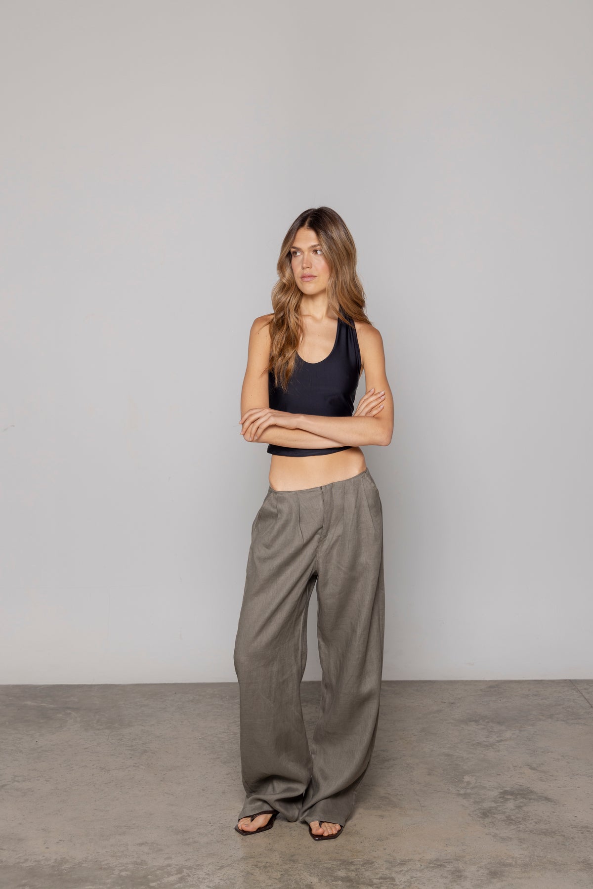 NORA LINEN PANT MILITARY