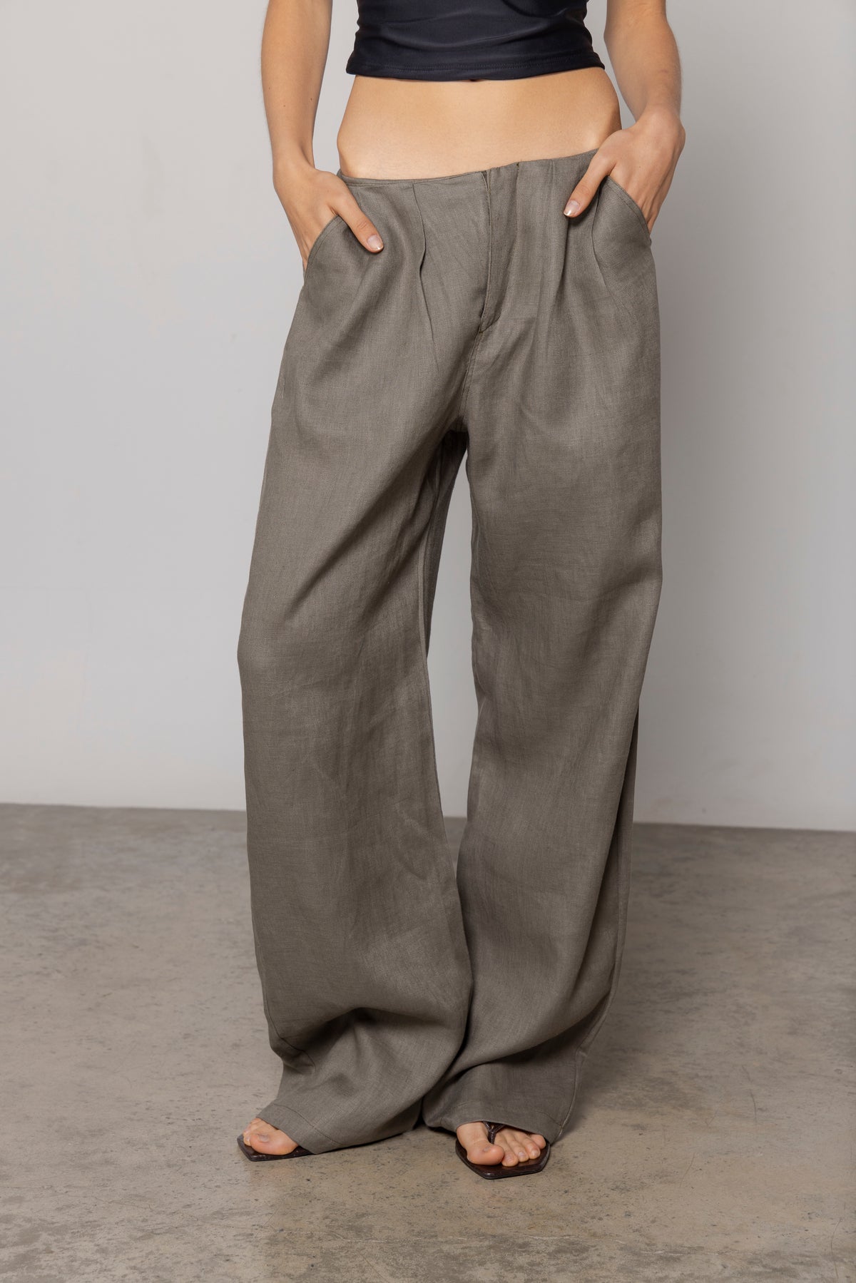 NORA LINEN PANT MILITARY