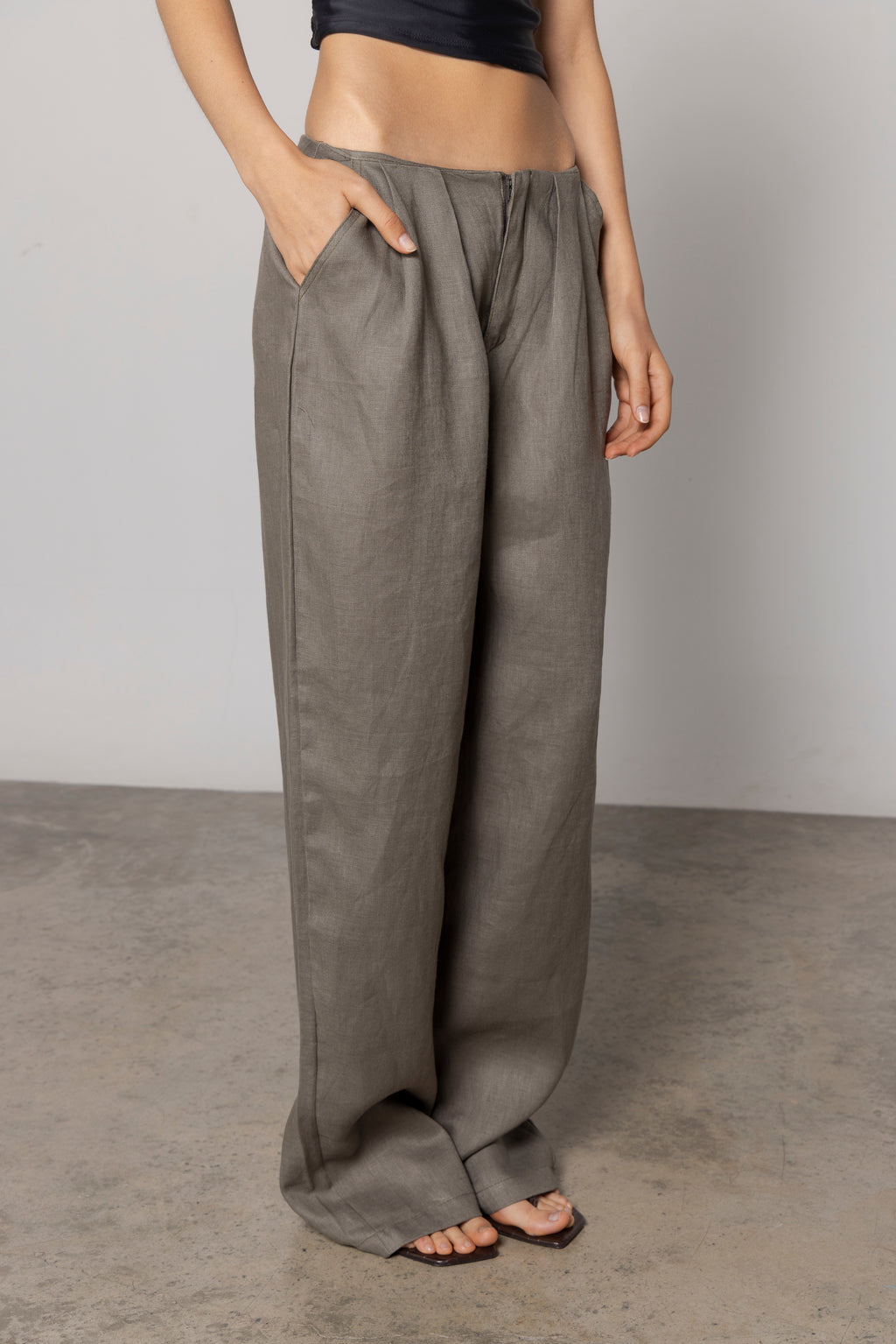 NORA LINEN PANT MILITARY
