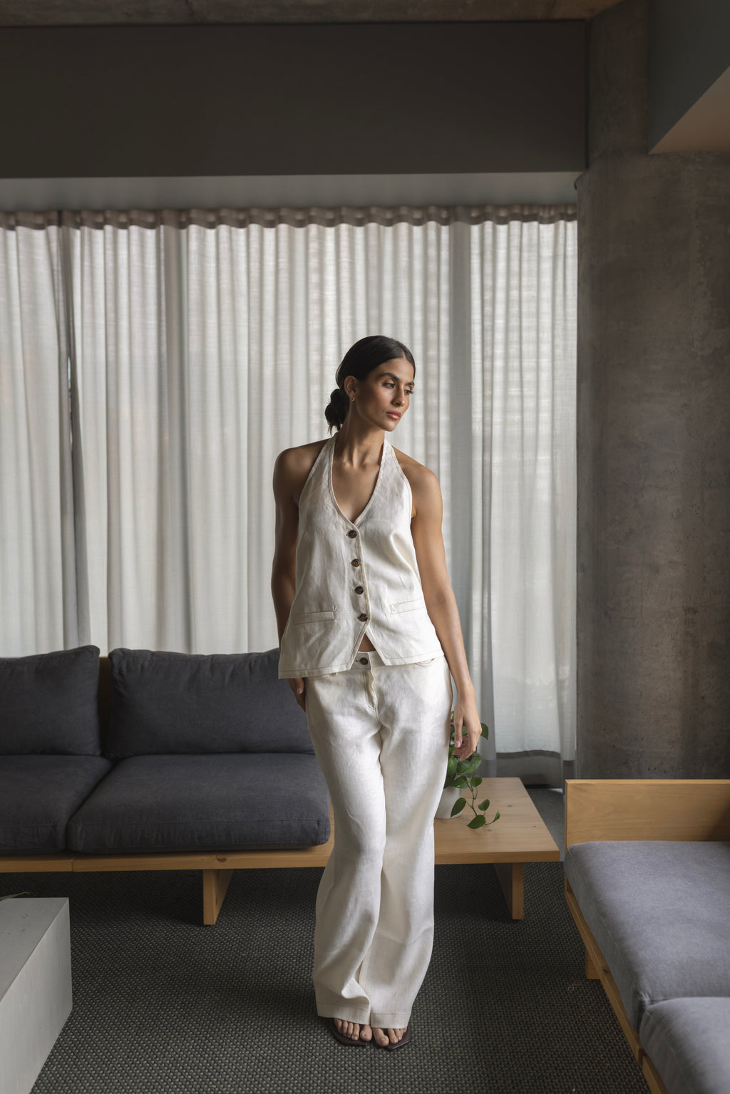 Tina Linen Pant Crema