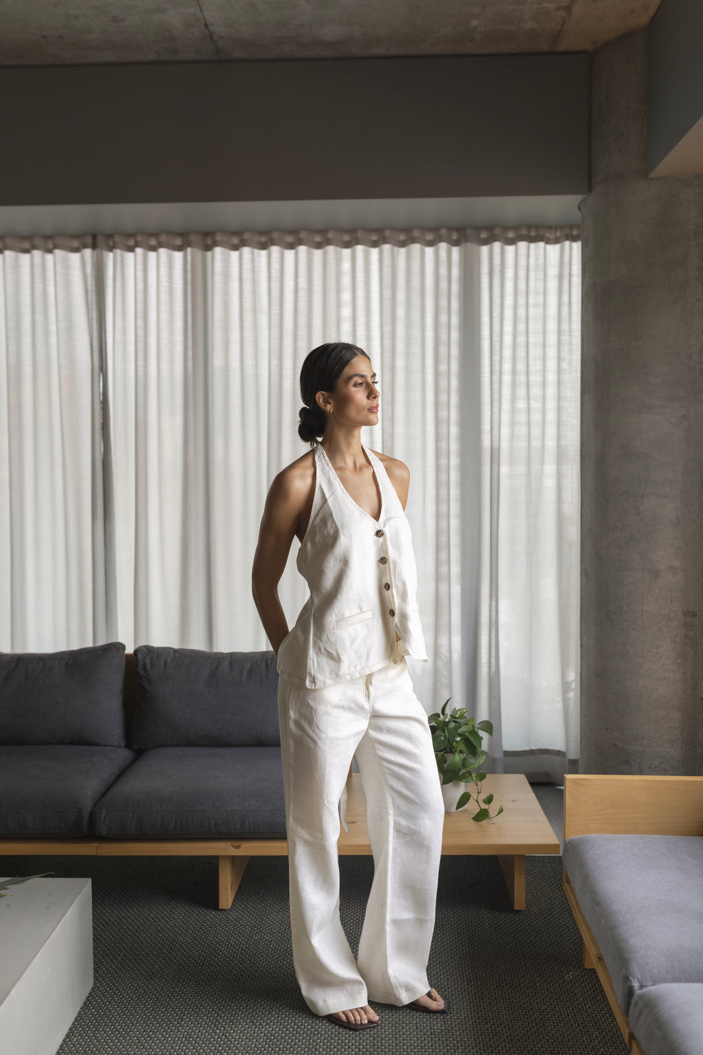 Tina Linen Pant Crema
