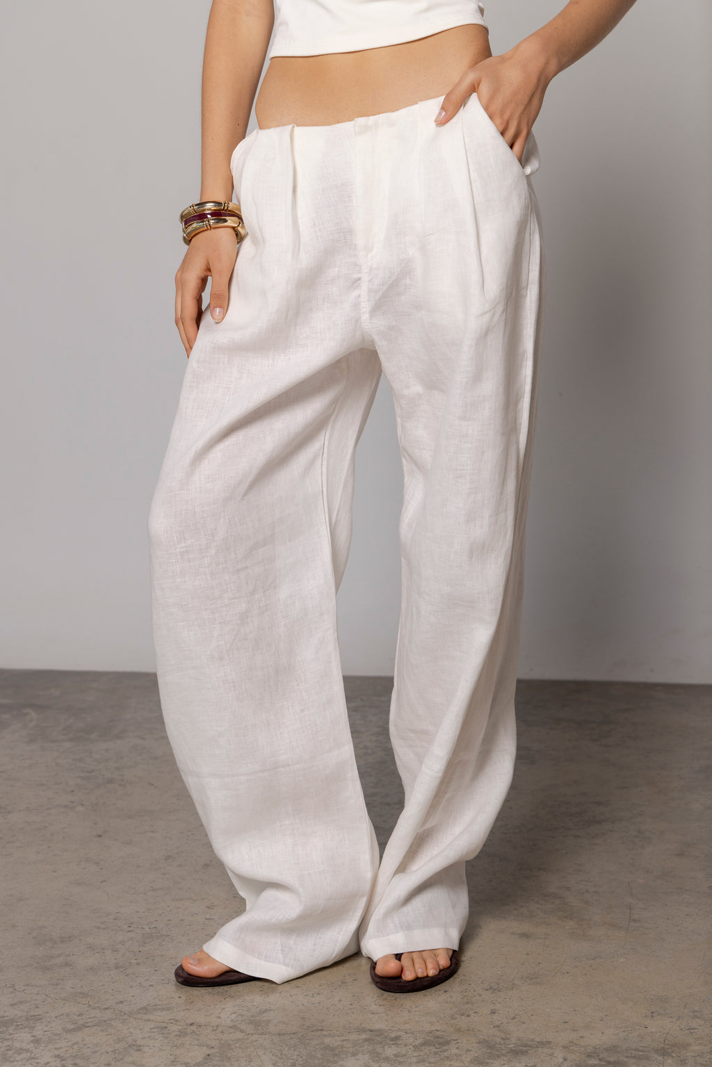 NORA LINEN PANT IVORY