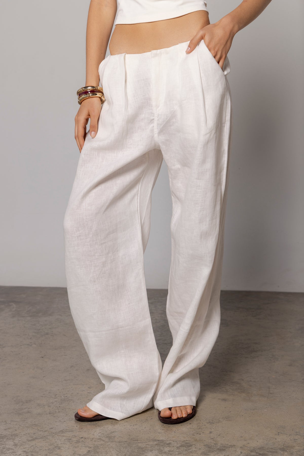 NORA LINEN PANT IVORY