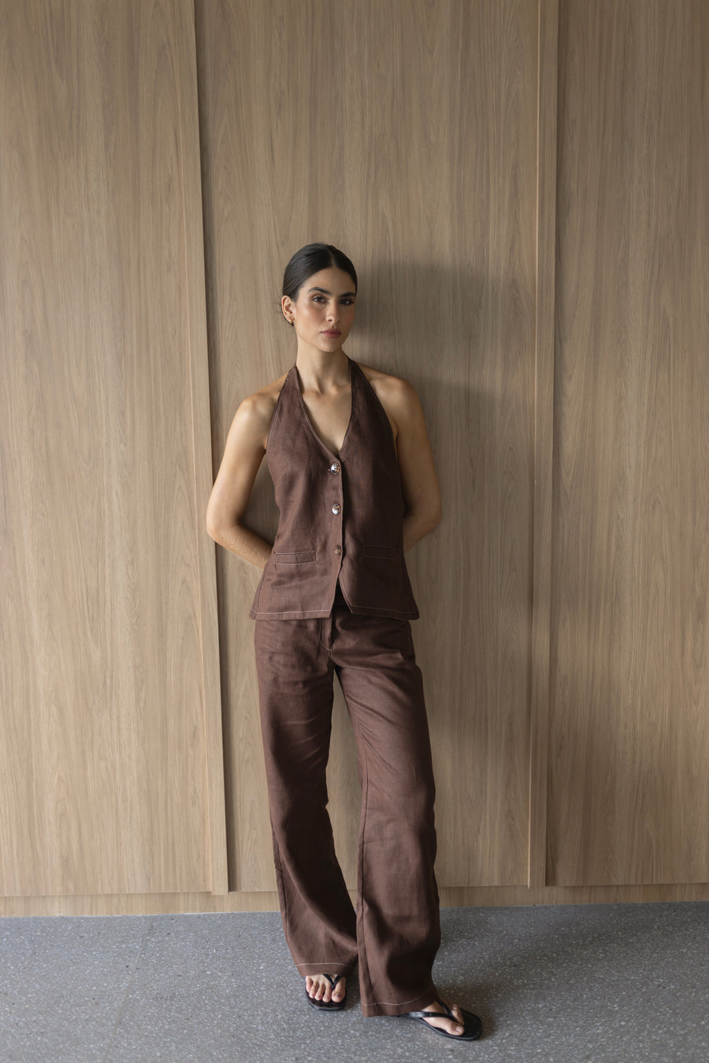 Tina Linen Pant Cocoa